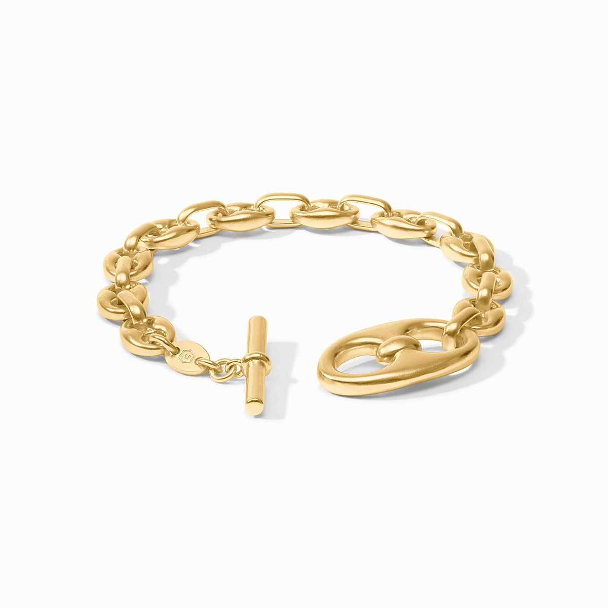 Adjustable Laguna Demi link bracelet in silver metal with a toggle clasp.
