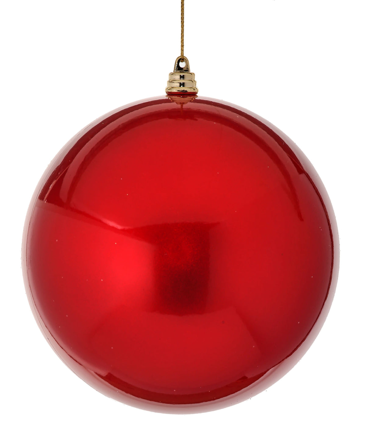 6-inch vacuum plate candy apple ball ornament with red glossy finish.