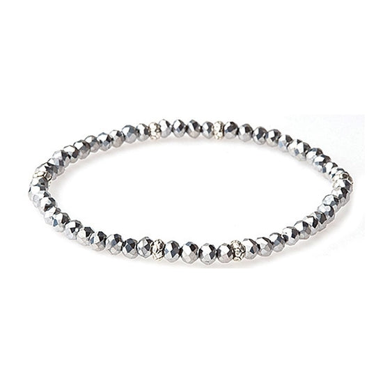 Silver crystal mini bracelet with clear stone accents on a delicate chain link.