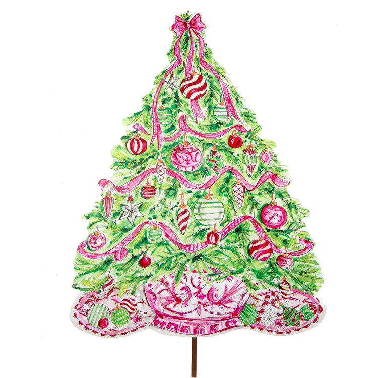 Beck's Pink Tree decorative stake with pink tree silhouette on white background