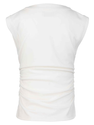 Rayna banded tank top in black with ruching detail on the side
