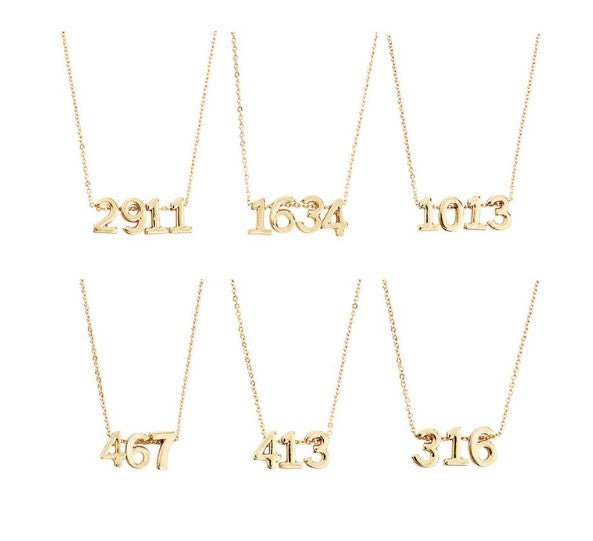 Gold plate necklace with verse numbers pendant on a 15-inch chain.