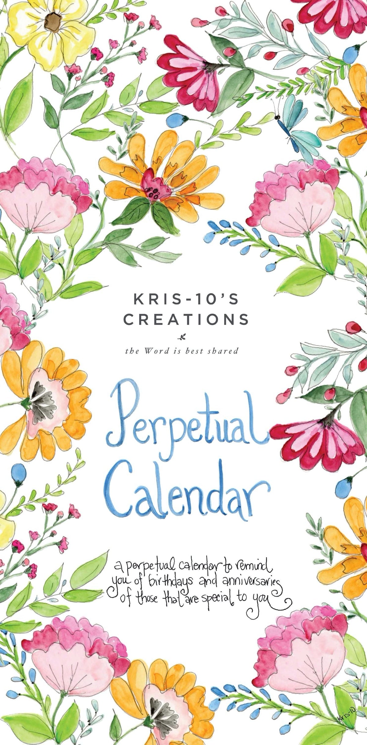 Hand-illustrated Perpetual Calendar with wire-O binding featuring monthly scripture verses.