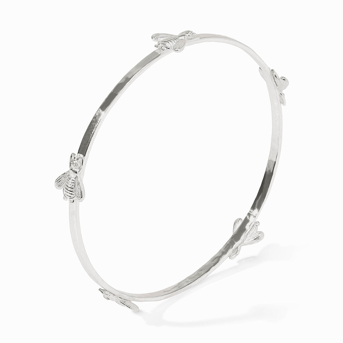 Silver plated bangle bracelet with cubic zirconia accents