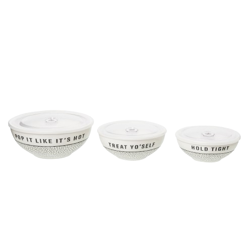 Ceramic bowl with lid in neutral tone