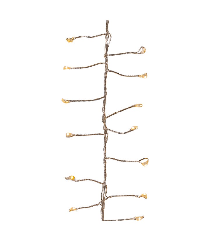 8' 240-light warm white LED twinkle cluster fairy light with silver wire.