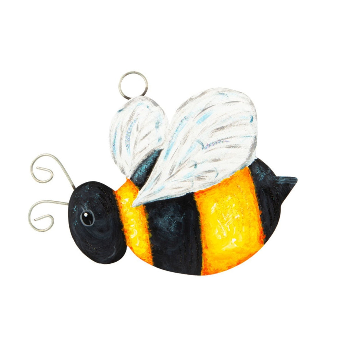 Mini Classic Bee Charm pendant featuring a gold-tone metal bee silhouette on a black enamel background with silver accents.