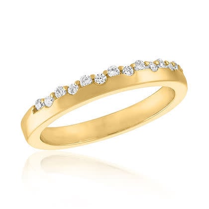 Gold CZ crusted layered band ring with a polished finish