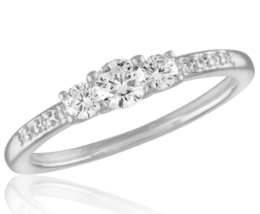 Silver CZ stack ring with a sleek band adorned with shimmering cubic zirconia stones.