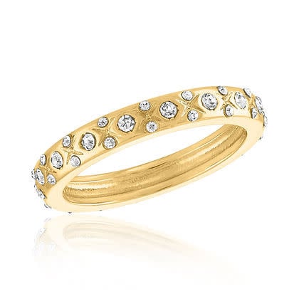 Gold CZ XO Band layered ring with multiple stacked bands