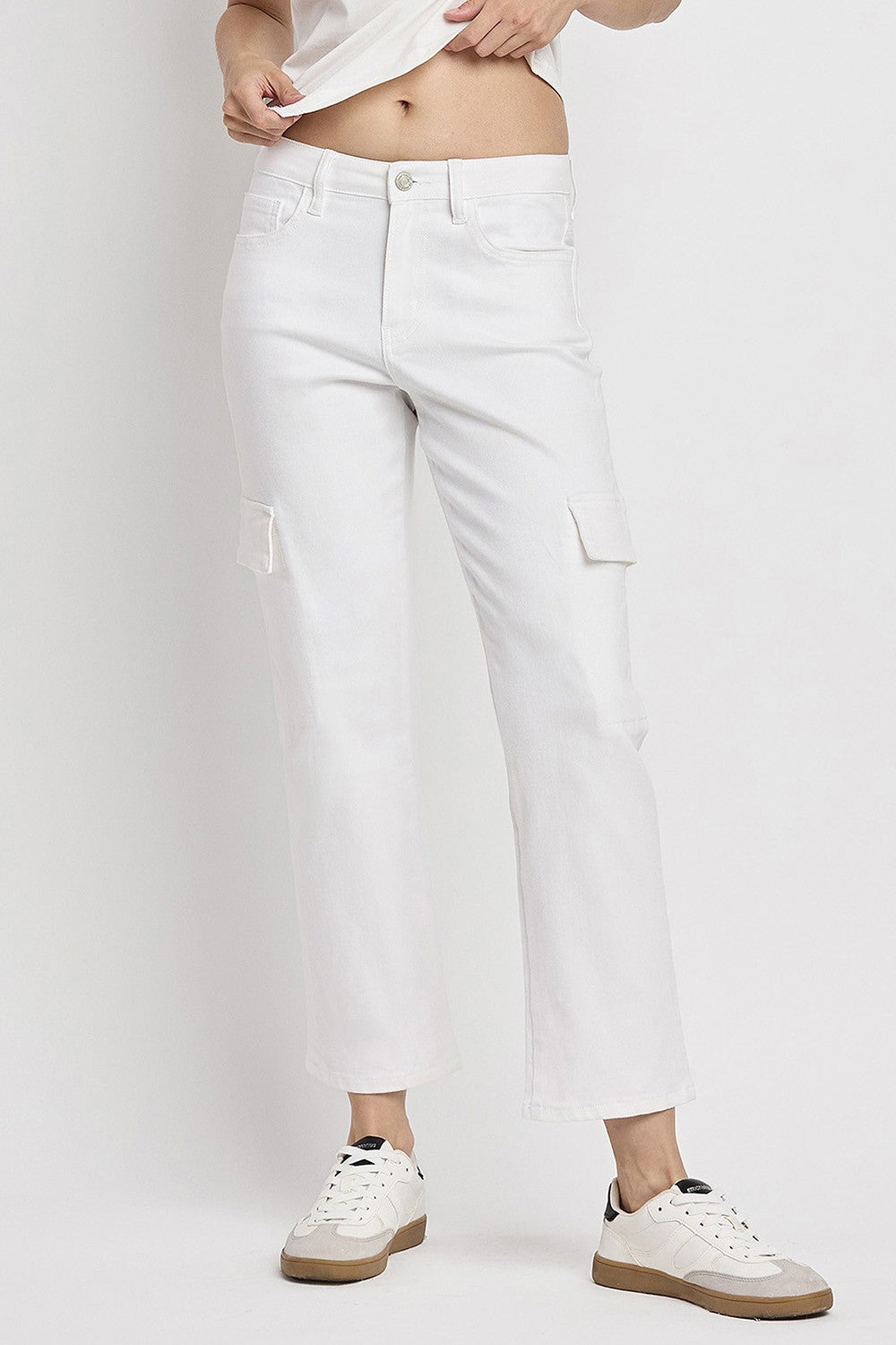 Megan High Rise Crop Cargo Straight Jeans