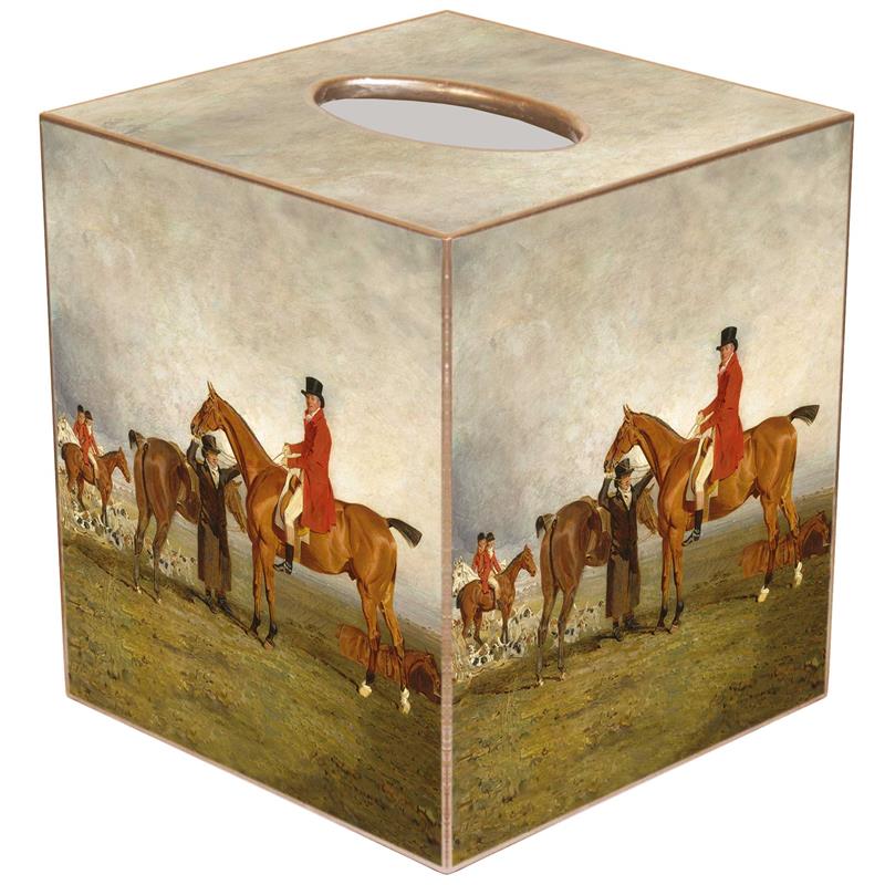 Hand-painted gold tissue box cover with paper mache finish