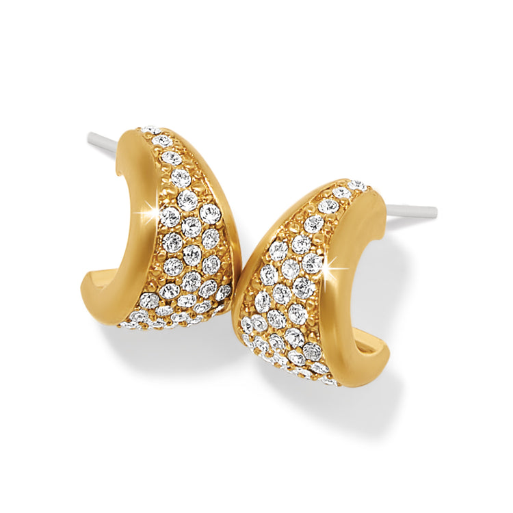 Meridian small gold-plated hoop earrings with fine quality crystal pavé and post backs.