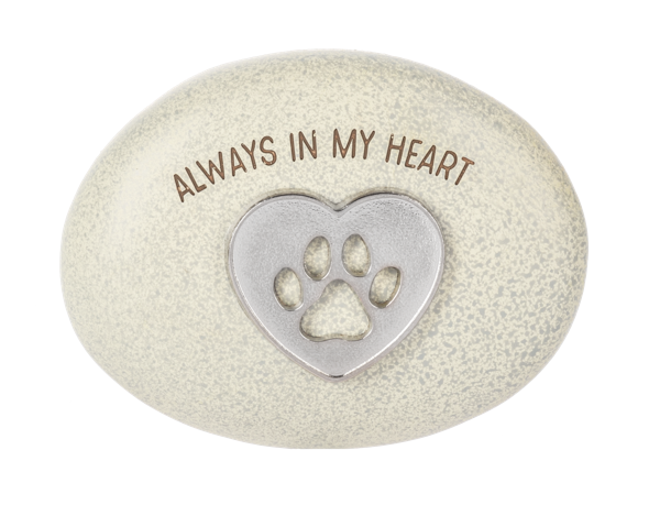 Multi-colored Bereavement Pet Memory Stone measuring three inches wide by two inches deep.
