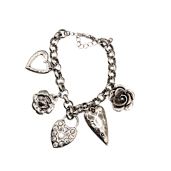 Antique Silver Chunky Charm Bracelet