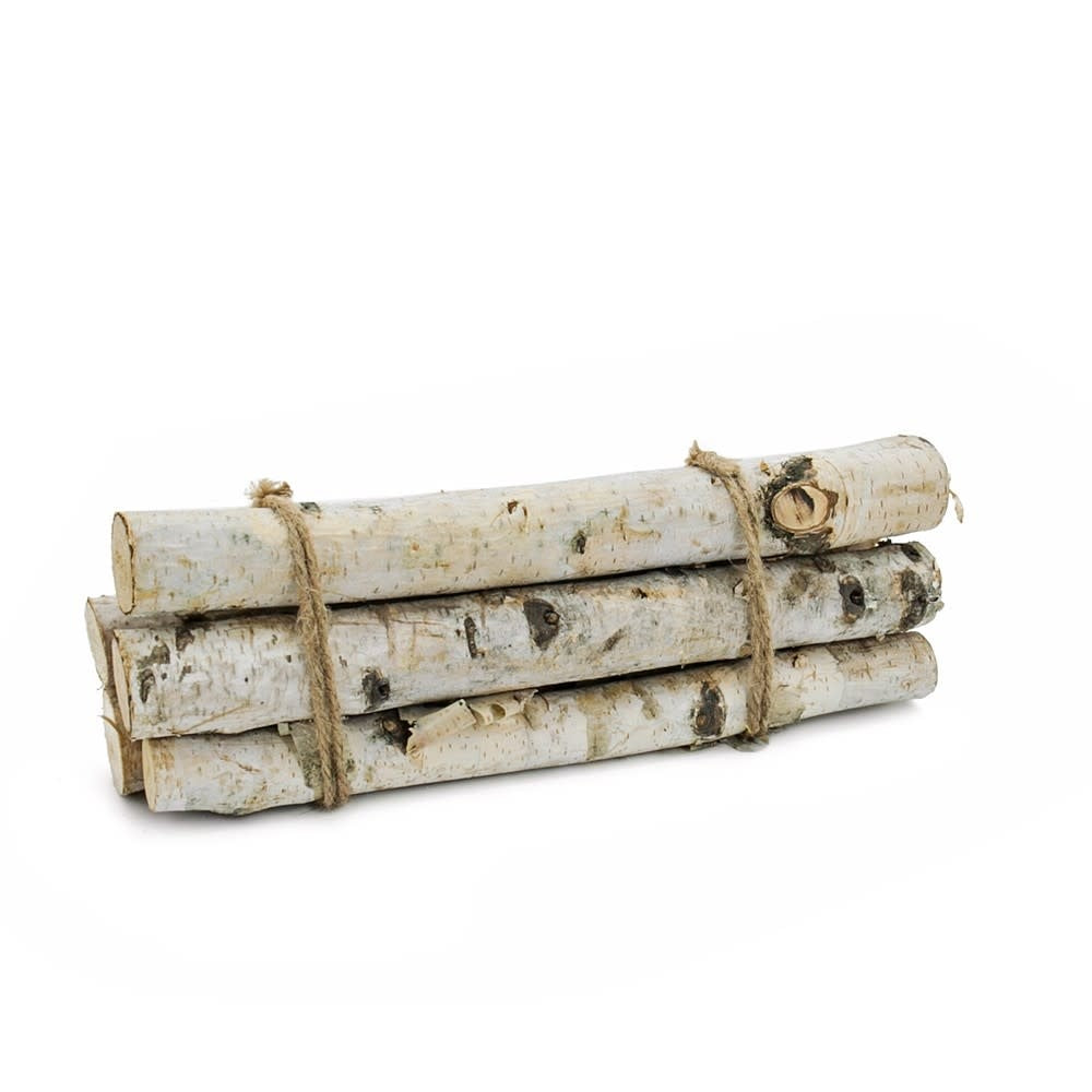 Birch wood vase filler with natural grain texture in a cylindrical shape