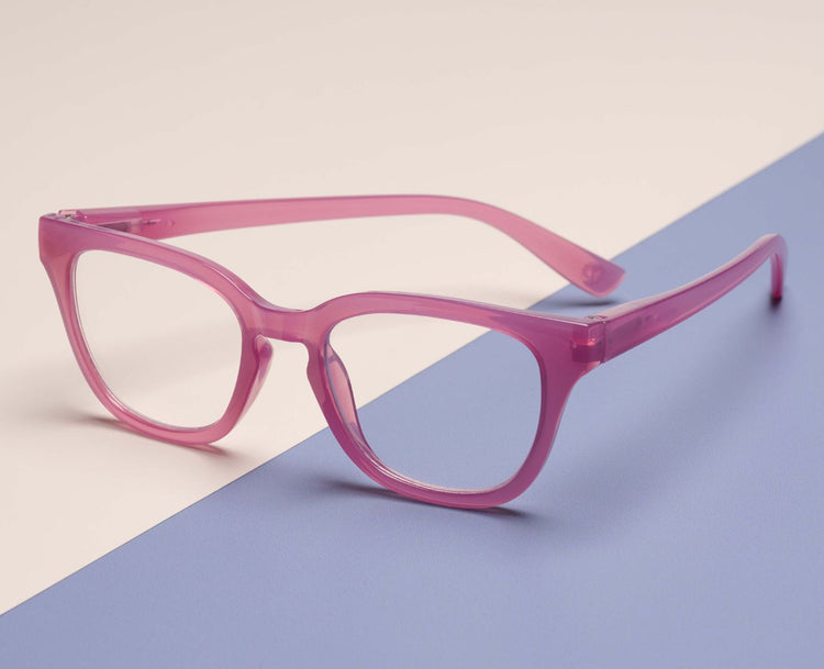 Nola Progressives eyeglasses with polycarbonate frames in a sleek silhouette featuring blue light focus lenses.