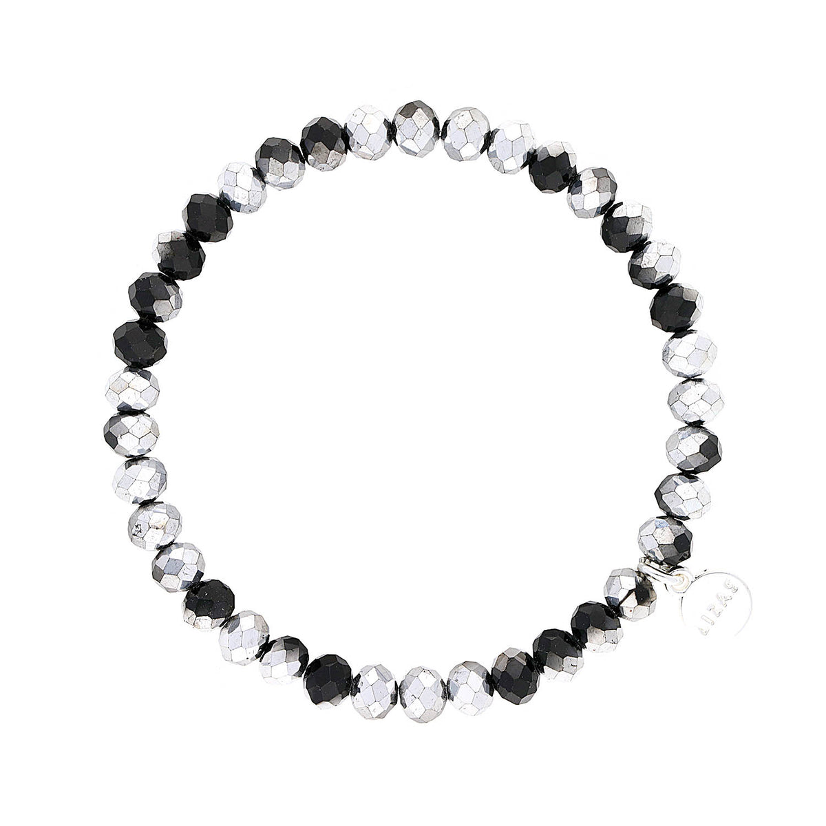 Stretchy bracelet with faceted glass beads in mixed colors