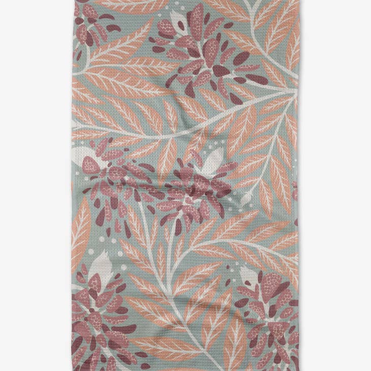 Recycled polyester waffle weave tea towel with single-sided print