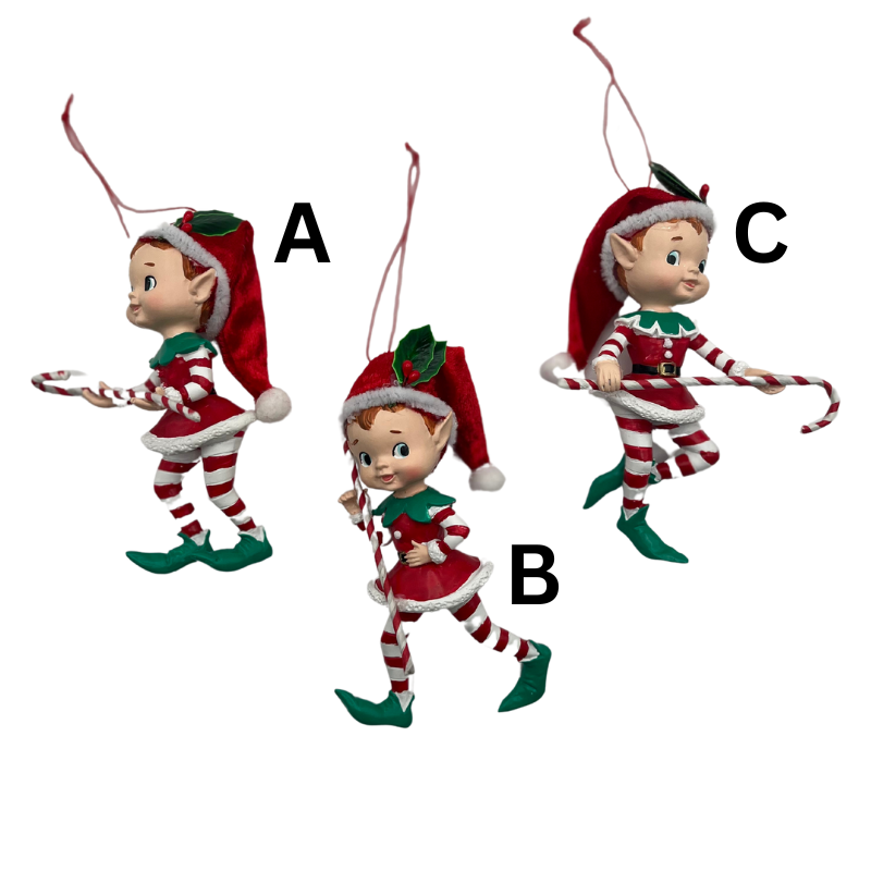 5” Resin Dancing Candy Elf Ornament