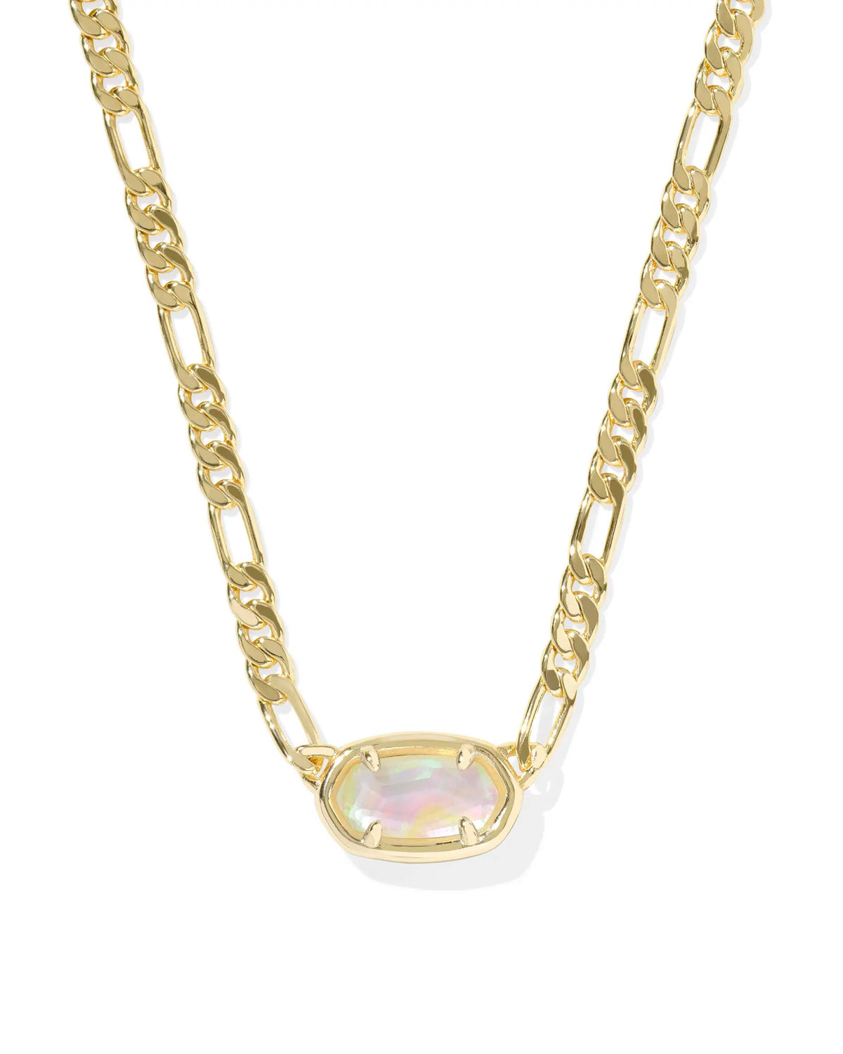 Short Figaro chain necklace with lobster clasp featuring a small rectangular pendant.