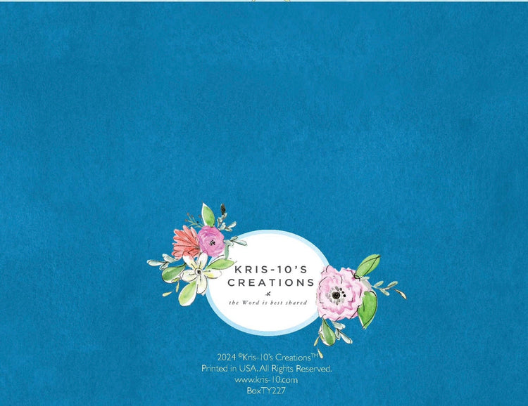 Floral Cross boxed set featuring a clear box containing A2 cards with scripture on the top flap.