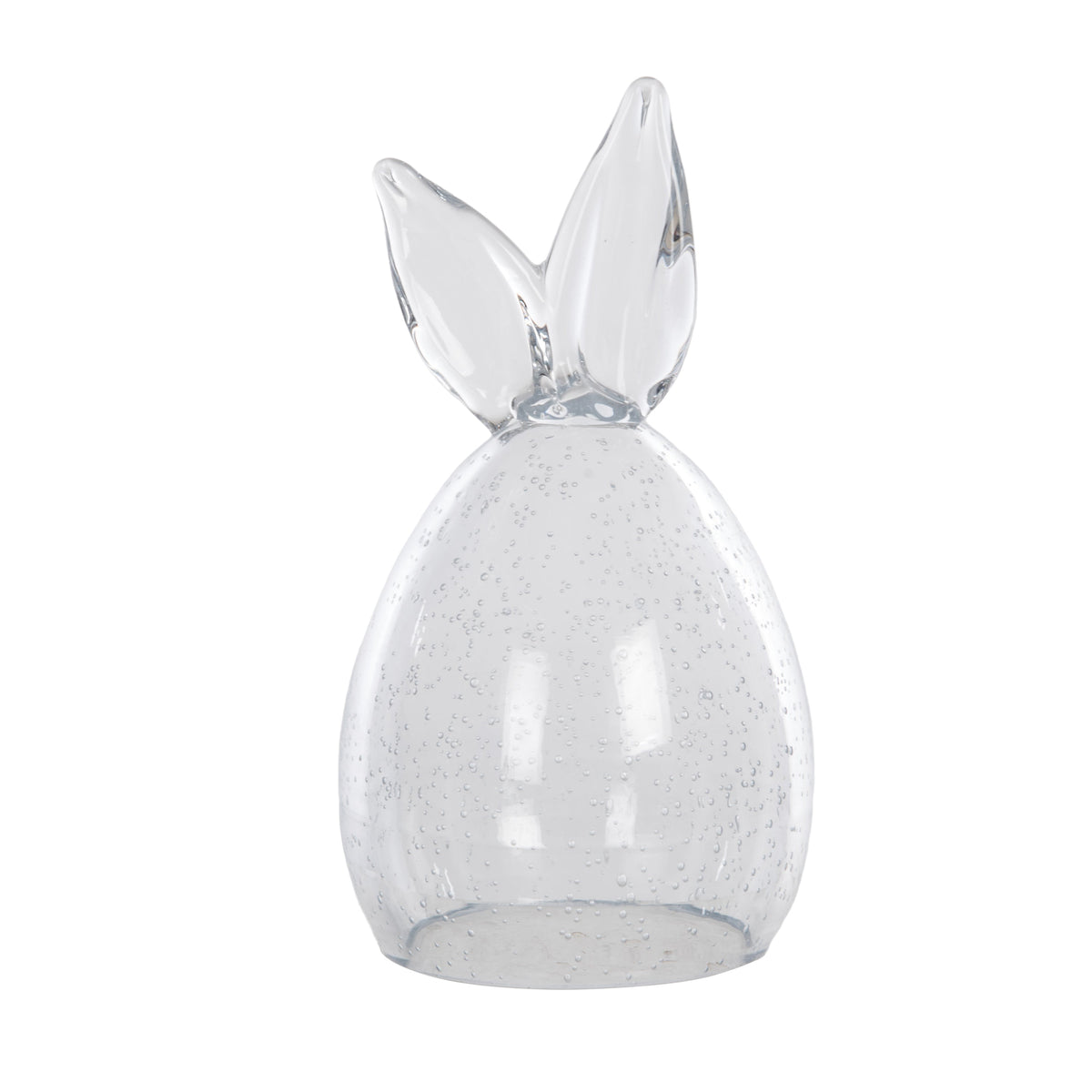 Glass bunny cloche dome with eight-inch height featuring Easter Elegance collection design