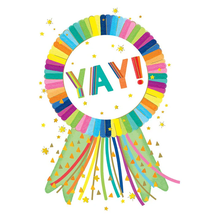 Rainbow ribbon congratulations card with foil accents