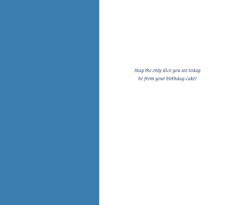 Gold foil birthday card with golf club illustration and slice joke inside text.