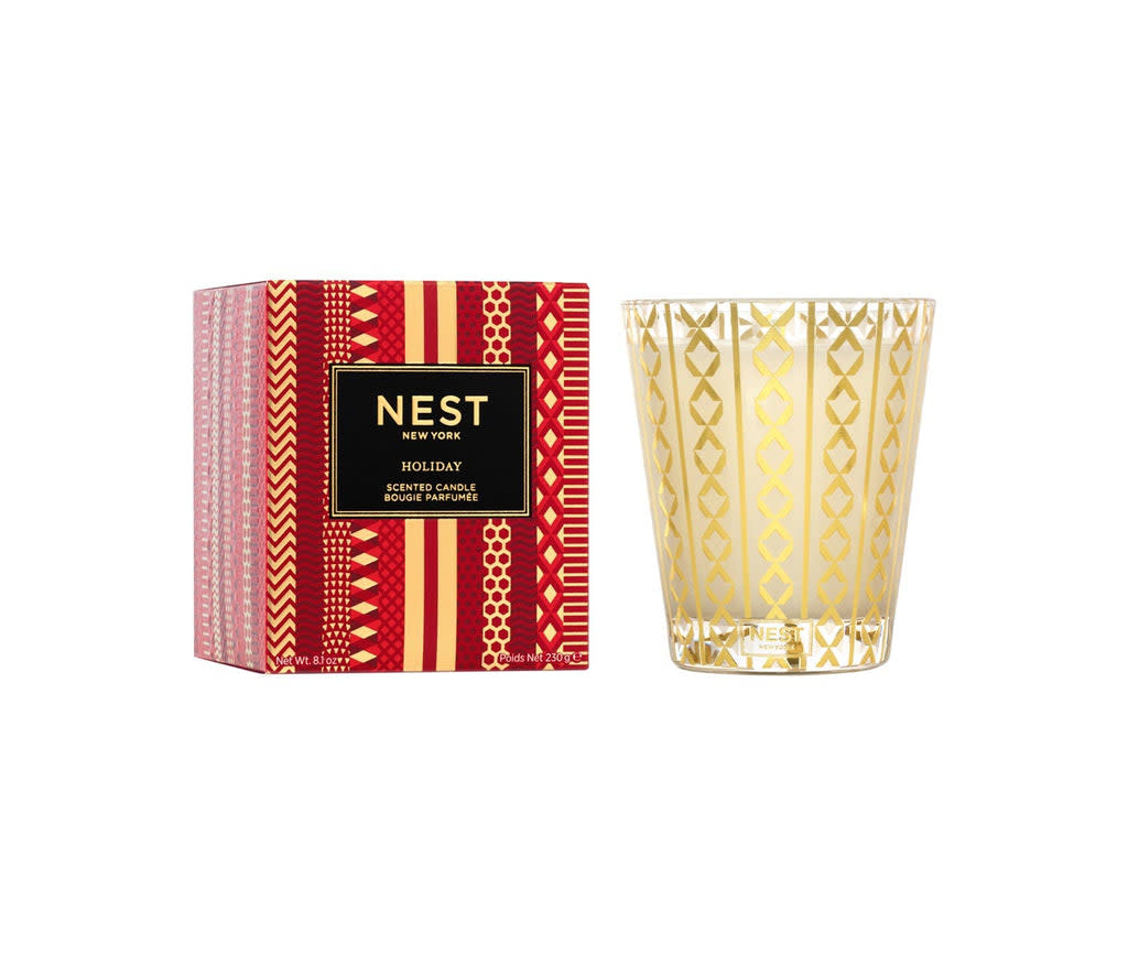 Nest Classic Candle in a clear glass jar with an off-white wax pillar.