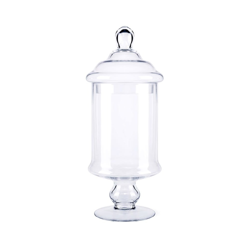 Tall cylindrical jar with lid in neutral tone