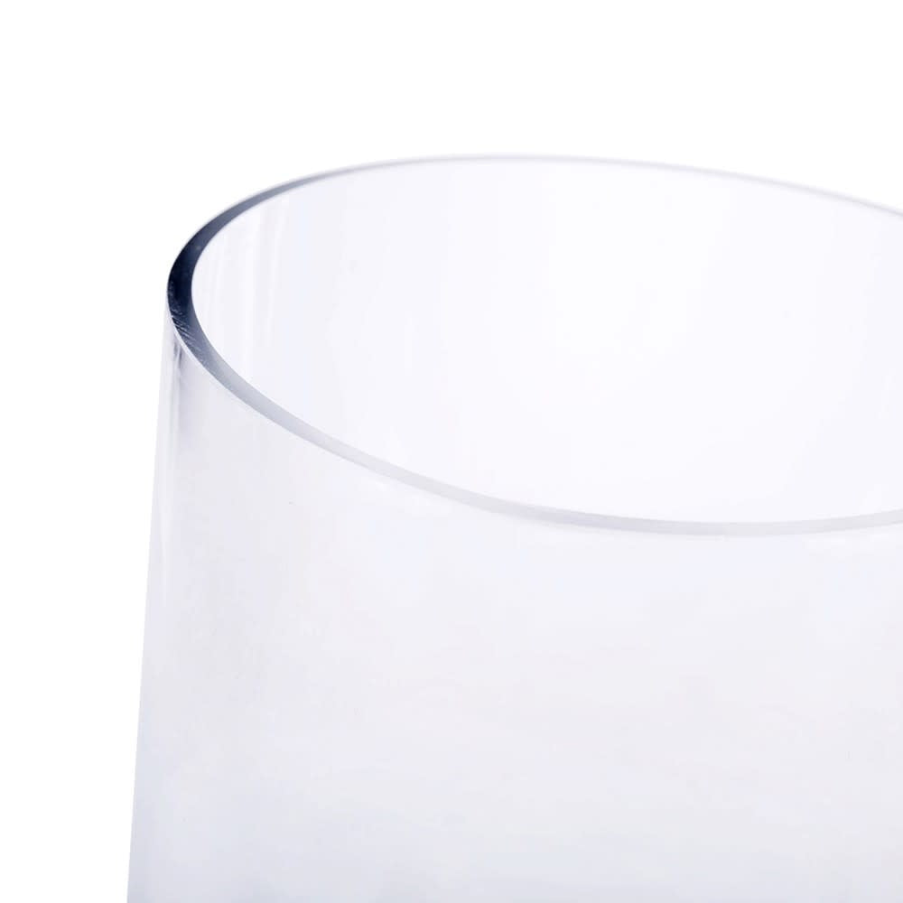 7.5-inch diameter by 19-inch tall clear glass jar with matching lid