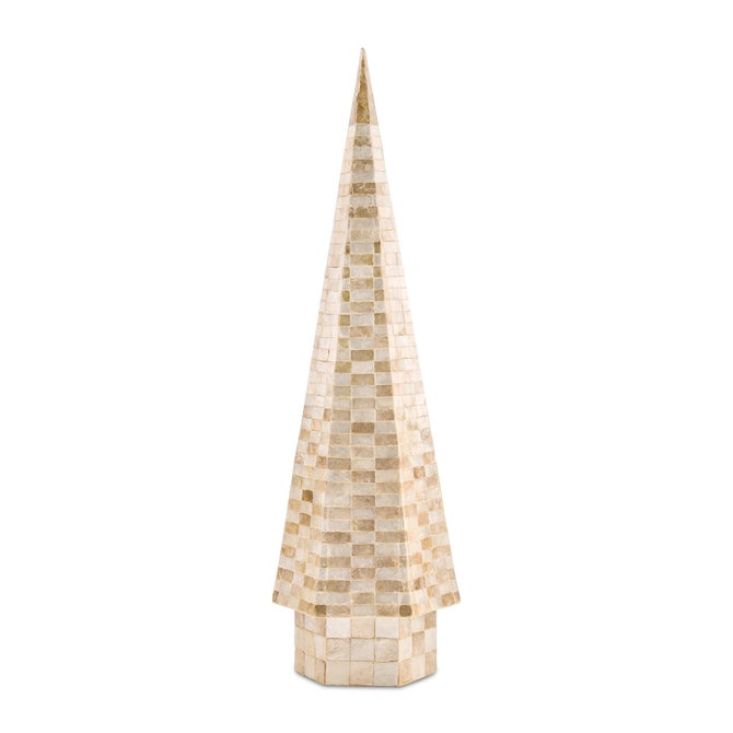 Mocha Check Capiz Large Tree decorative holiday object with a checkered shell pattern.