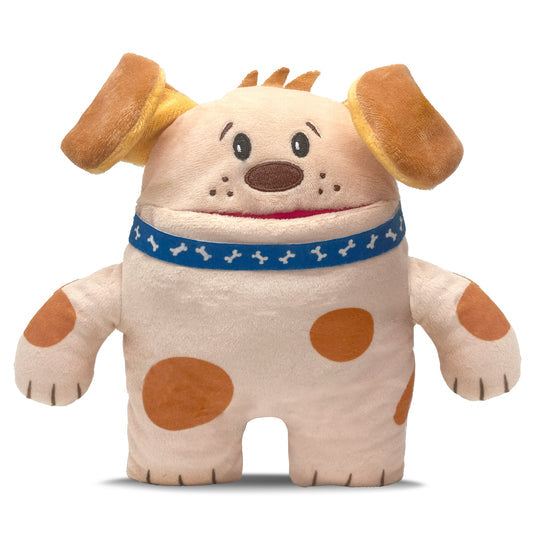 Obi Dog Tooth Pillow in soft fabric with arms, legs, ears, tail, and a lost tooth token.