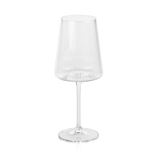 Bandol fluted textured wine glass with a tall stem and ribbed clear glass bowl.