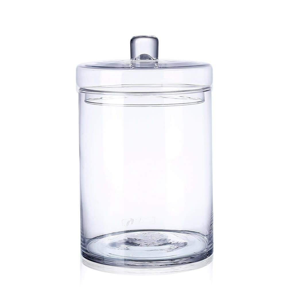 D8-inch ceramic jar with lid in neutral tone