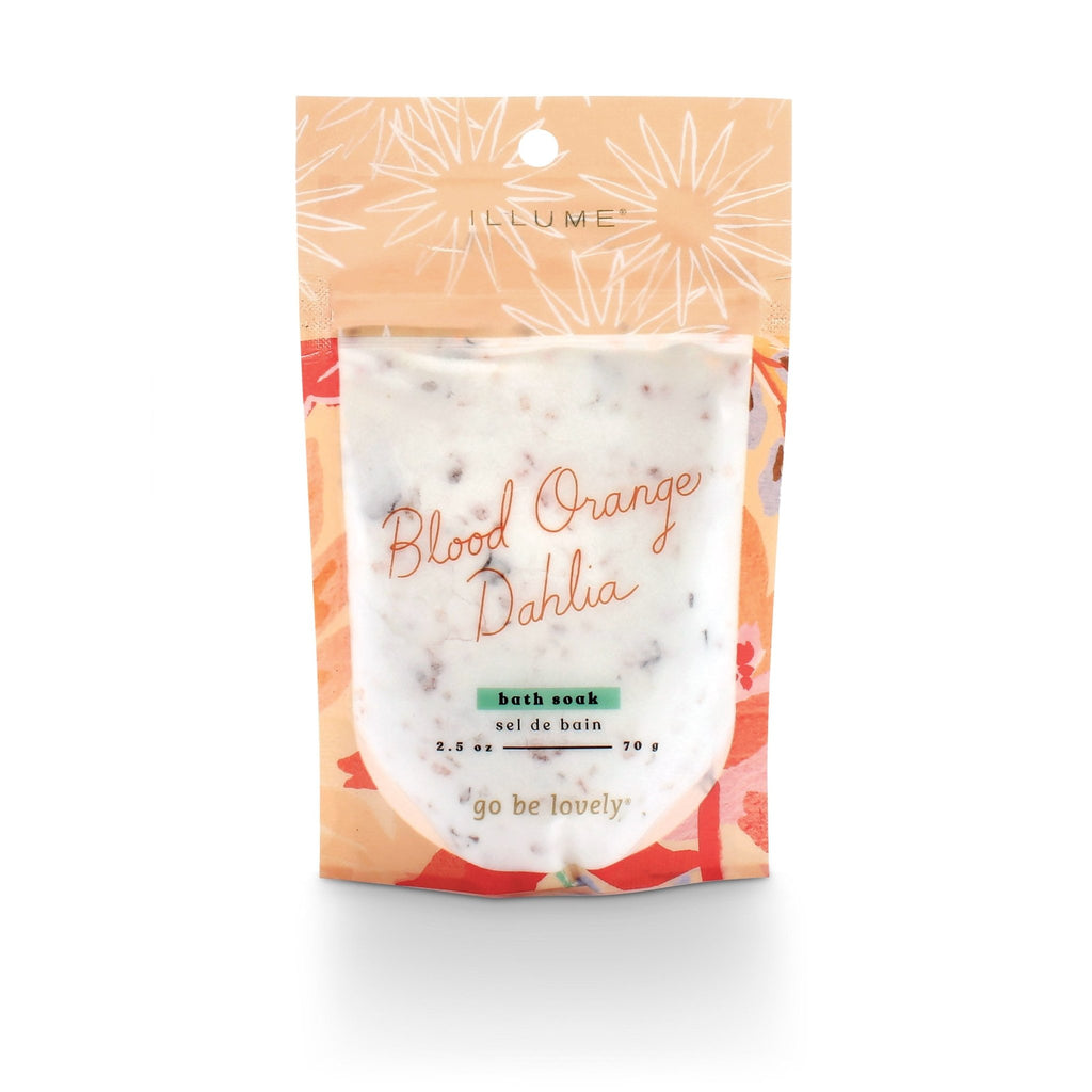 Rose botanical bath soak packet in a clear pouch with dimensions 3.125 inches by 1 inch.