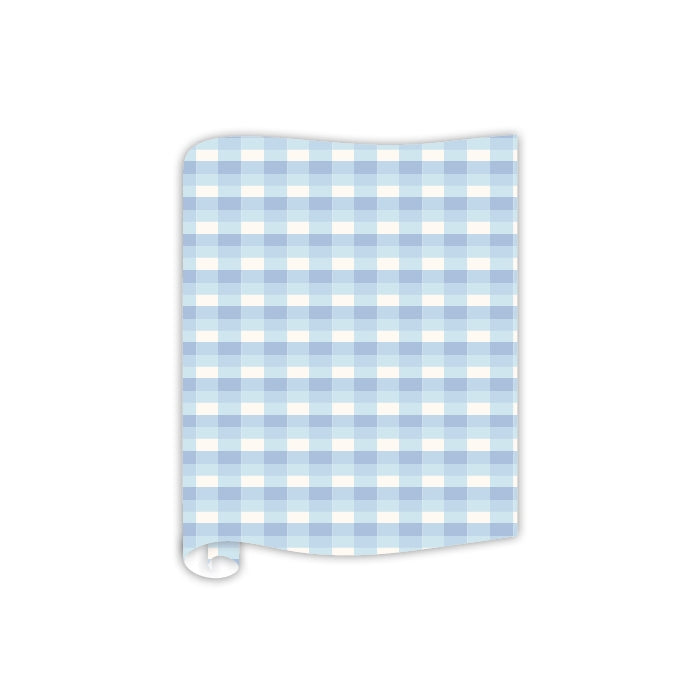Continuous paper table runner roll in neutral tone with subtle texture.