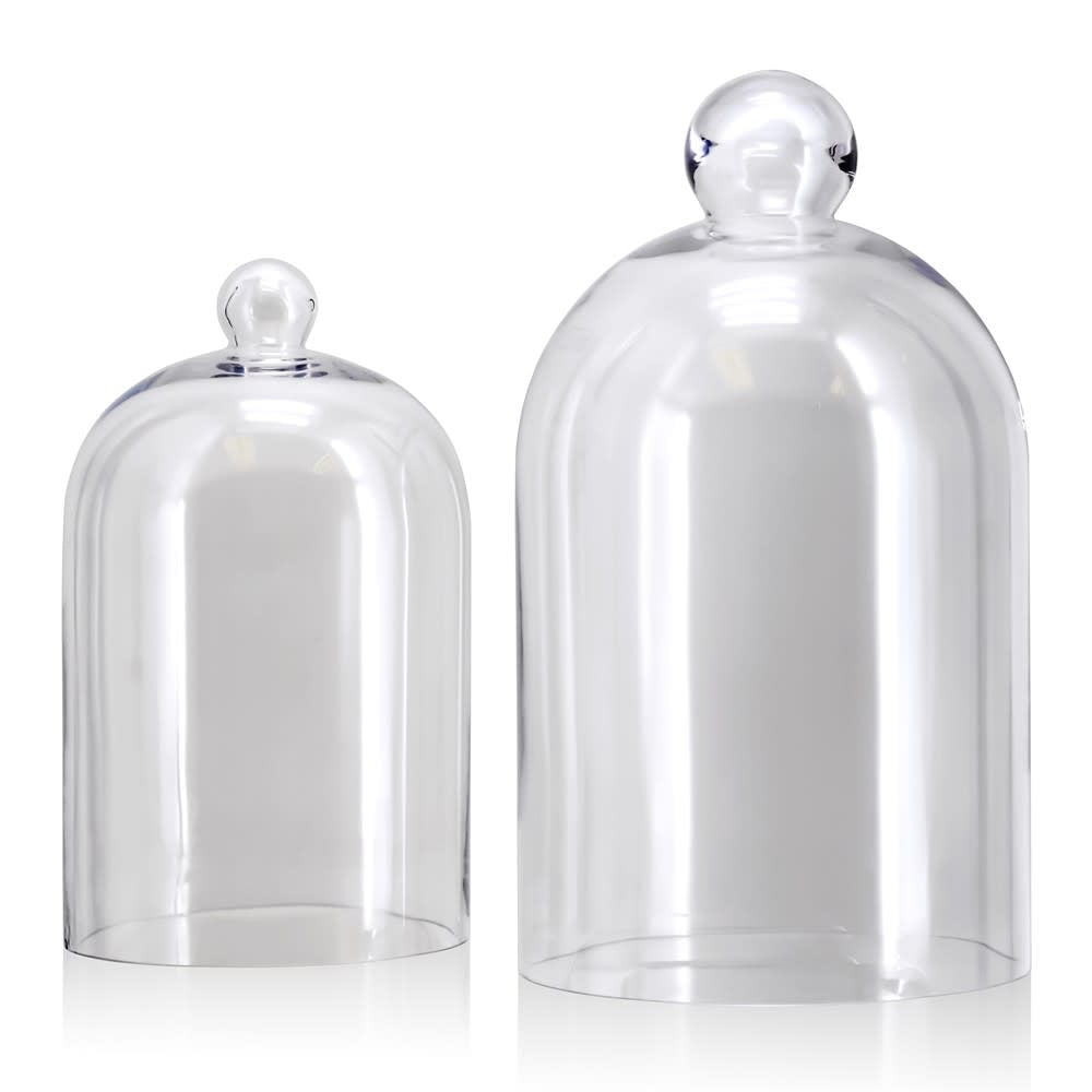 D9-inch bell jar with a clear glass body and smooth cylindrical shape.