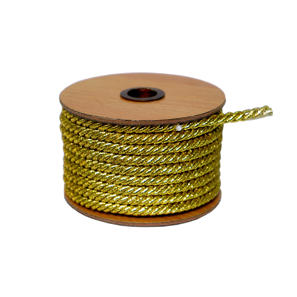 10-yard spool of metallic gold twisted holiday cord ribbon.