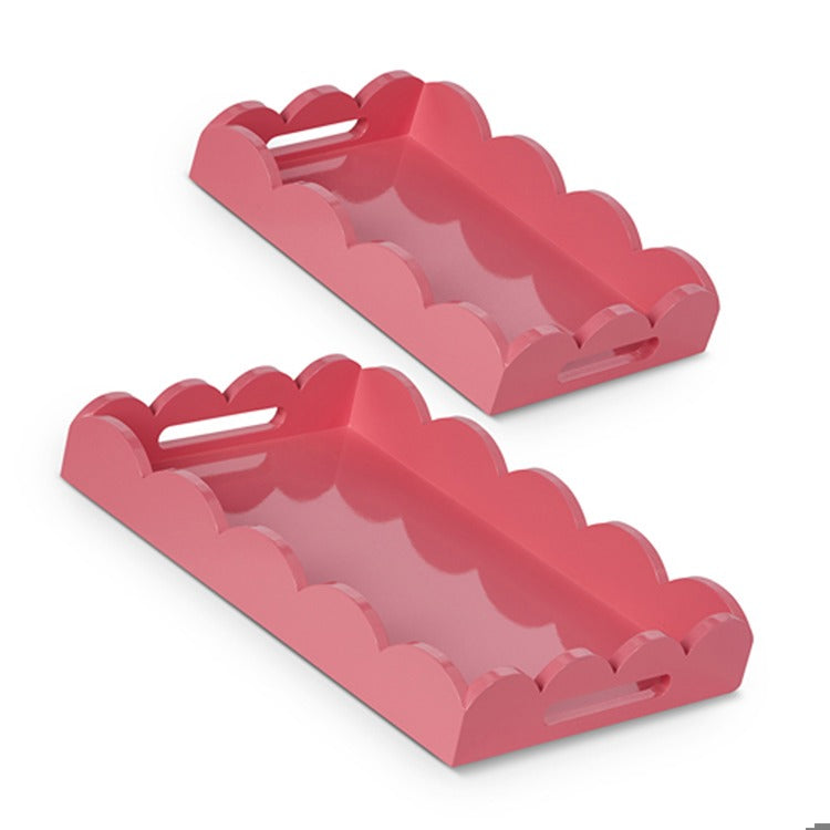MDF scalloped tray in bubblegum pink with decorative edge