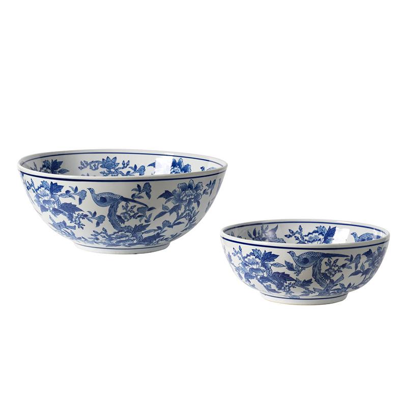 White and Blue Ceramic Bowl - Sold Individually
