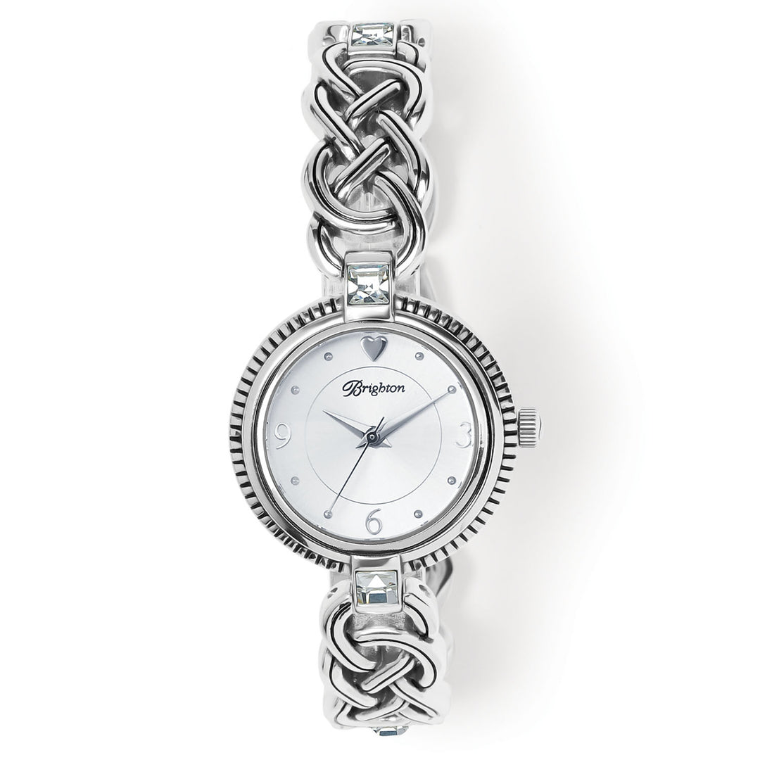 Silver plated Dalkey watch with Celtic knot link chain face.