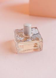 In Love Eau de Parfum bottle with a silver cap and a clear glass body featuring a floral etched pattern.