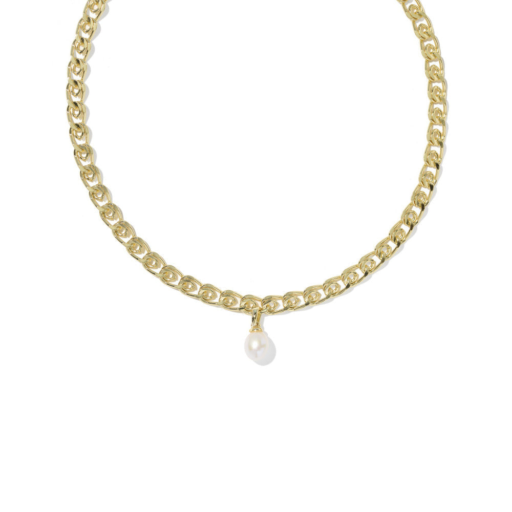 Oakland Pearl Short Pendant Necklace with a gold-tone chain and a single freshwater cultured pearl.