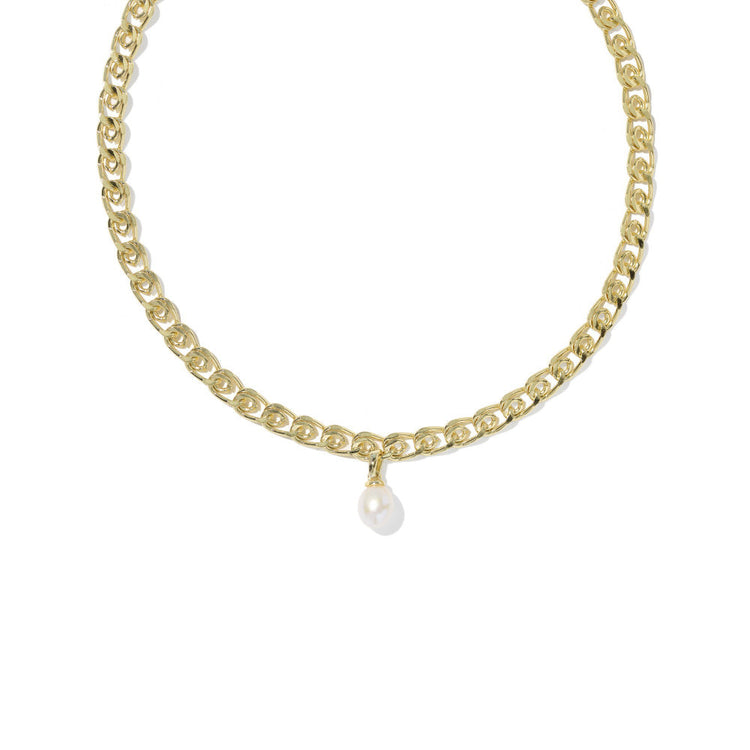 Oakland Pearl Short Pendant Necklace with a gold-tone chain and a single freshwater cultured pearl.