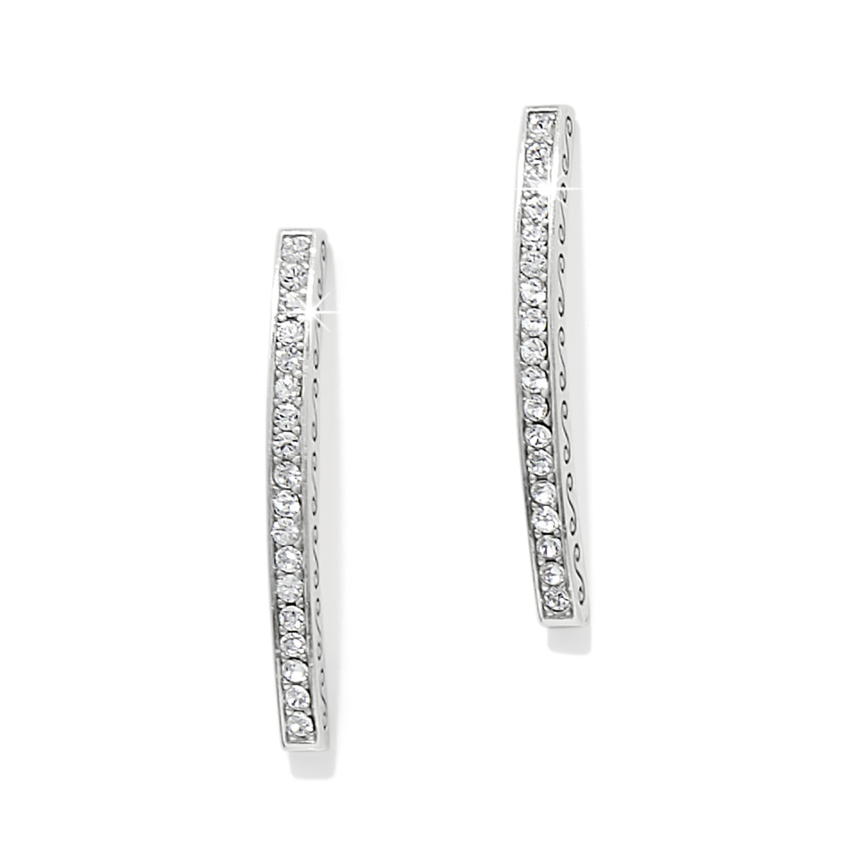 Meridian Geo Bar Post Earrings in sleek silver with flat disc backs