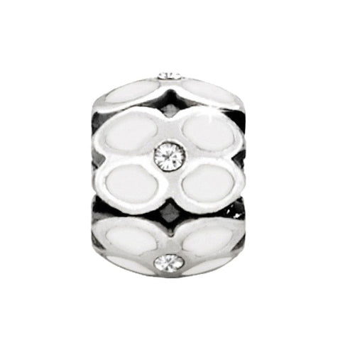 White mini ring featuring a delicate flower bead design with an open band.