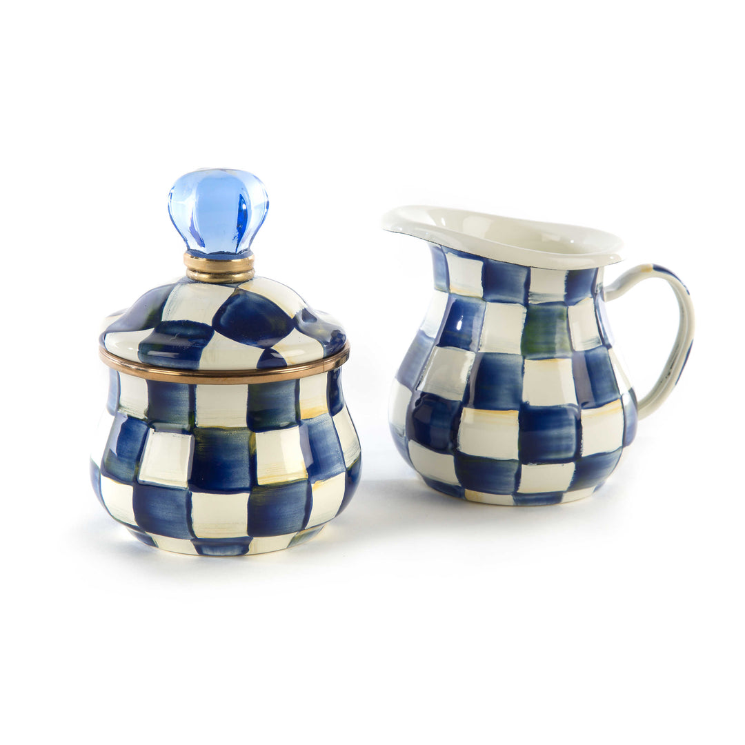 Royal Check Enamel Lidded Sugar Bowl