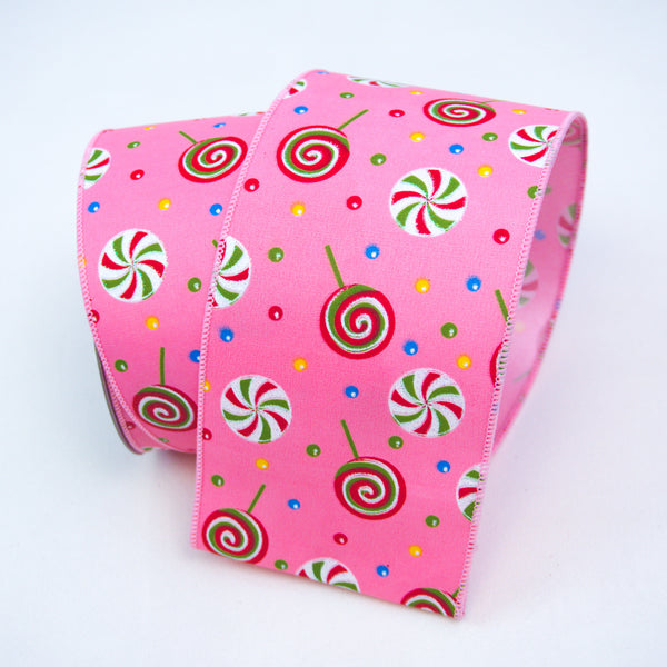 Bright Treats Ribbon in vibrant pink measuring approximately 2.5 inches wide by 10 yards long.